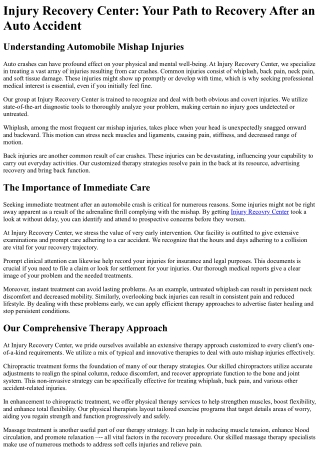 Injury Recovery Center