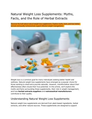 Natural Weight Loss Supplements_ Myths, Facts, and the Role of Herbal Extracts