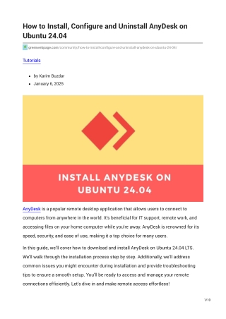 How to Install, Configure and Uninstall AnyDesk on Ubuntu 24.04