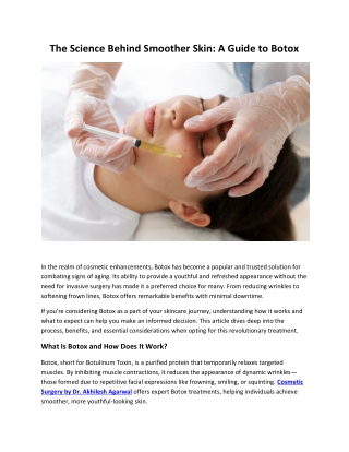 The Science Behind Smoother Skin: A Guide to Botox