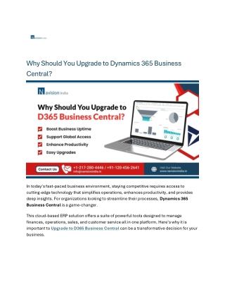 Why Should You Upgrade to Dynamics 365 Business Central