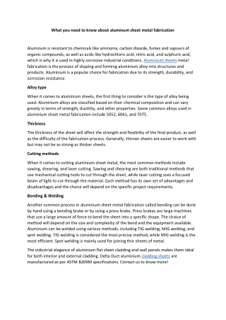 What you need to know about aluminum sheet metal fabrication
