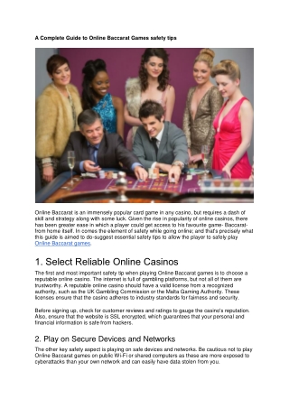 A Complete Guide to Online Baccarat Games safety tips