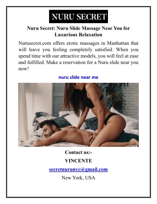 Nuru Secret Nuru Slide Massage Near You for Luxurious Relaxation