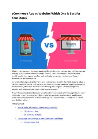 eCommerce App vs Website: Which One is Best for Your Store?