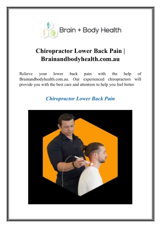 Chiropractor Lower Back Pain  Brainandbodyhealth.com.au