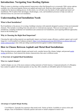 “How to Choose Between Asphalt and Metal Roof Installations”