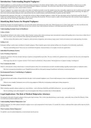 Identifying Risk Factors for Hospital Negligence
