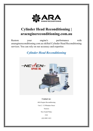 Cylinder Head Reconditioning  araenginereconditioning.com.au