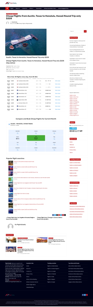 Cheap Flights from Austin, Texas to Honolulu, Hawaii Round Trip only $228