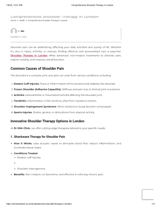 Comprehensive Shoulder Therapy in London