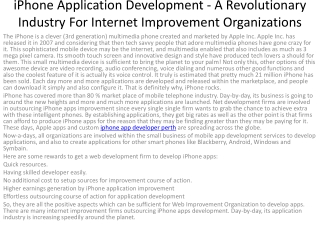 6iPhone Application Development - A Revolutionary Industry F