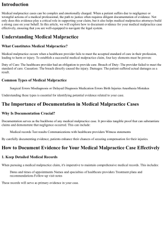 “How to Document Evidence for Your Medical Malpractice Case Effectively”