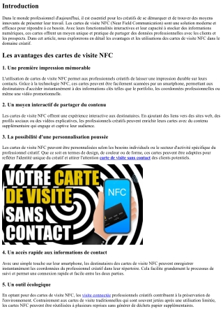 Les cartes de visite NFC : un outil indispensable pour les professionnels créati