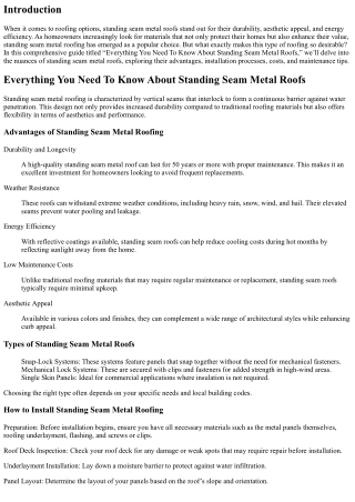 “Everything You Need To Know About Standing Seam metal roofs.”