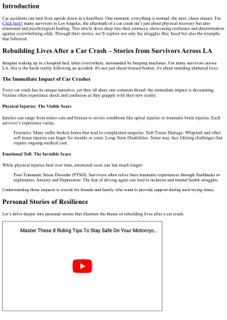 “Rebuilding Lives After a Car Crash – Stories from Survivors Across LA”