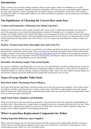 The Effects of the High-Good quality Rest room Seat on the Rest room Expertise