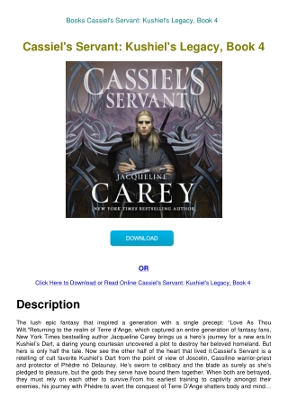 Books Cassiel's Servant Kushiel's Legacy  Book 4