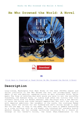 Books He Who Drowned the World A Novel