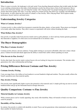 Costume vs Fine Jewelry: Who’s Buying What?