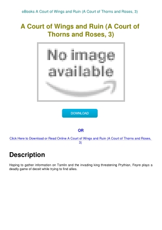 eBooks A Court of Wings and Ruin (A Court of Thorns and Roses  3)