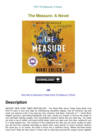 PDF The Measure A Novel