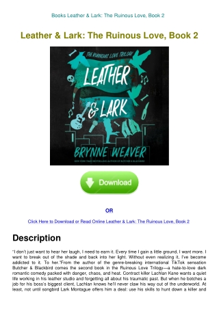 Books Leather & Lark The Ruinous Love  Book 2