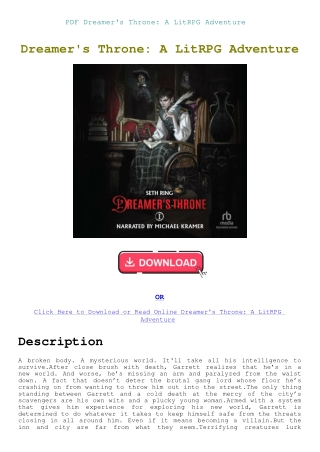 PDF Dreamer's Throne A LitRPG Adventure