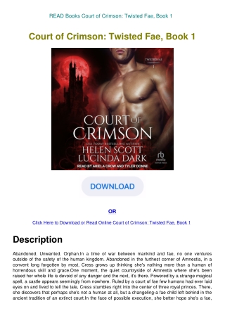 READ Books Court of Crimson Twisted Fae  Book 1