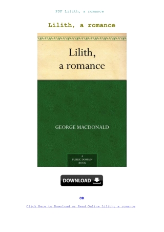 PDF Lilith  a romance