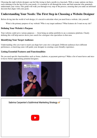 How to Choose a Website Designer Who Understands Your Vision