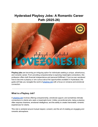 Hyderabad Playboy Jobs: A Romantic Career Path (2025-26)