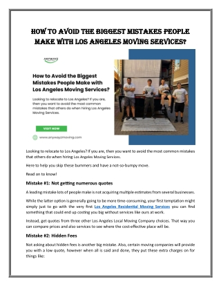 How to Avoid the Biggest Mistakes People Make with Los Angeles Moving Services