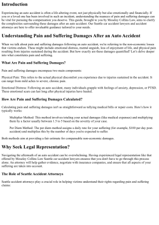 “Understanding Pain and Suffering Damages After an Auto Accident: Guidance from