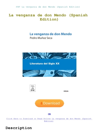 PDF La venganza de don Mendo (Spanish Edition)