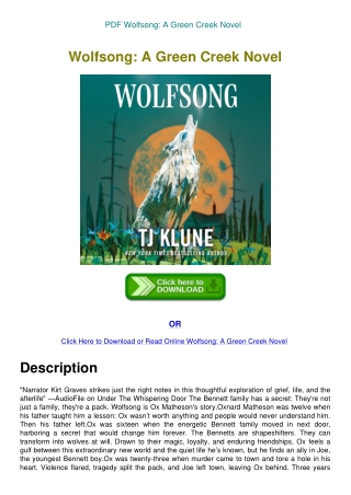 PDF Wolfsong A Green Creek Novel