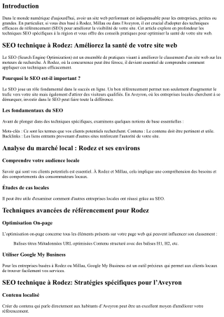 “SEO technique à Rodez: Améliorez la santé de votre site web”