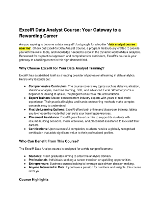 Data Analyst Course Near Me