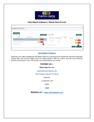 Data Match Software | Match Data Pro LLC