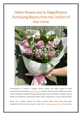Online Flowers and Its Magnificence Purchasing Blooms from the Comfort of Your Home