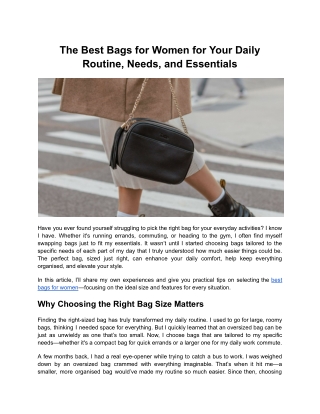 The Best Bags for Women for Your Daily Routine, Needs, and Essentials