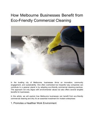 How Melbourne Businesses Benefit from Eco-Friendly Commercial Cleaning