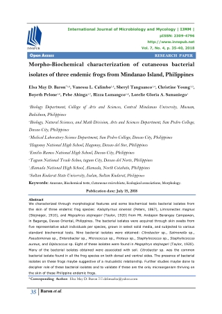 Morpho-Biochemical characterization of cutaneous bacterial isolates of three