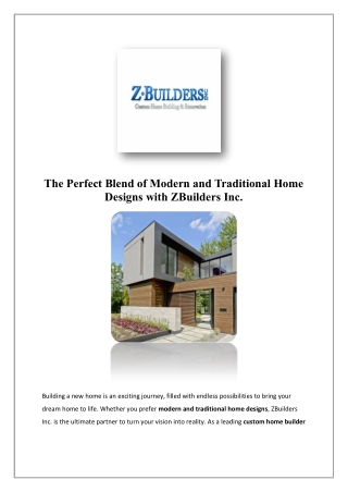 Home Builders With Craftsmanship Expertise | Zbuilders