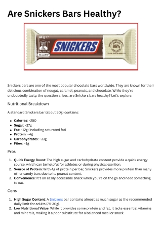 Are Snickers Bars Healthy