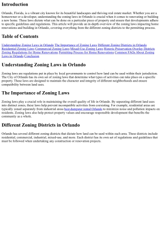 An Overview Of Zoning Laws Impacting Home Renovations And Building I n O rlando