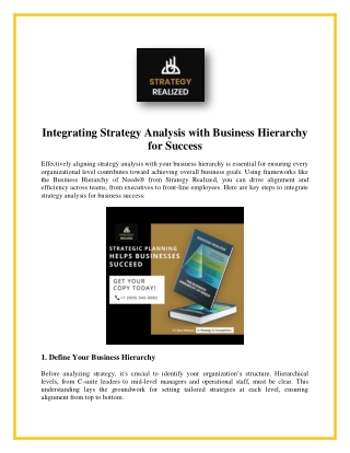 Strategy Analysis And Planning For Business Hierarchy