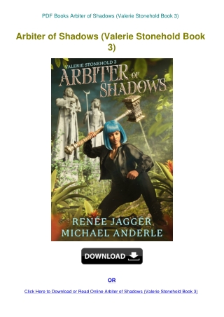 PDF Books Arbiter of Shadows (Valerie Stonehold Book 3)