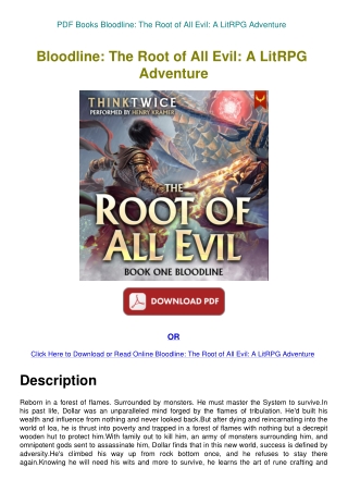 PDF Books Bloodline The Root of All Evil A LitRPG Adventure
