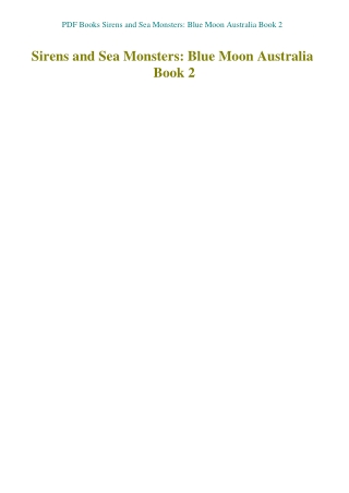 PDF Books Sirens and Sea Monsters Blue Moon Australia Book 2